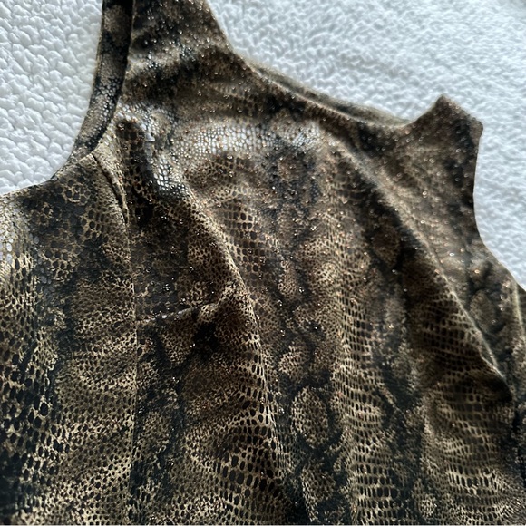 Y2K snakeskin rhinestone sparkle tank top sleeveless back zipper grunge VTG 8 - Picture 2 of 9
